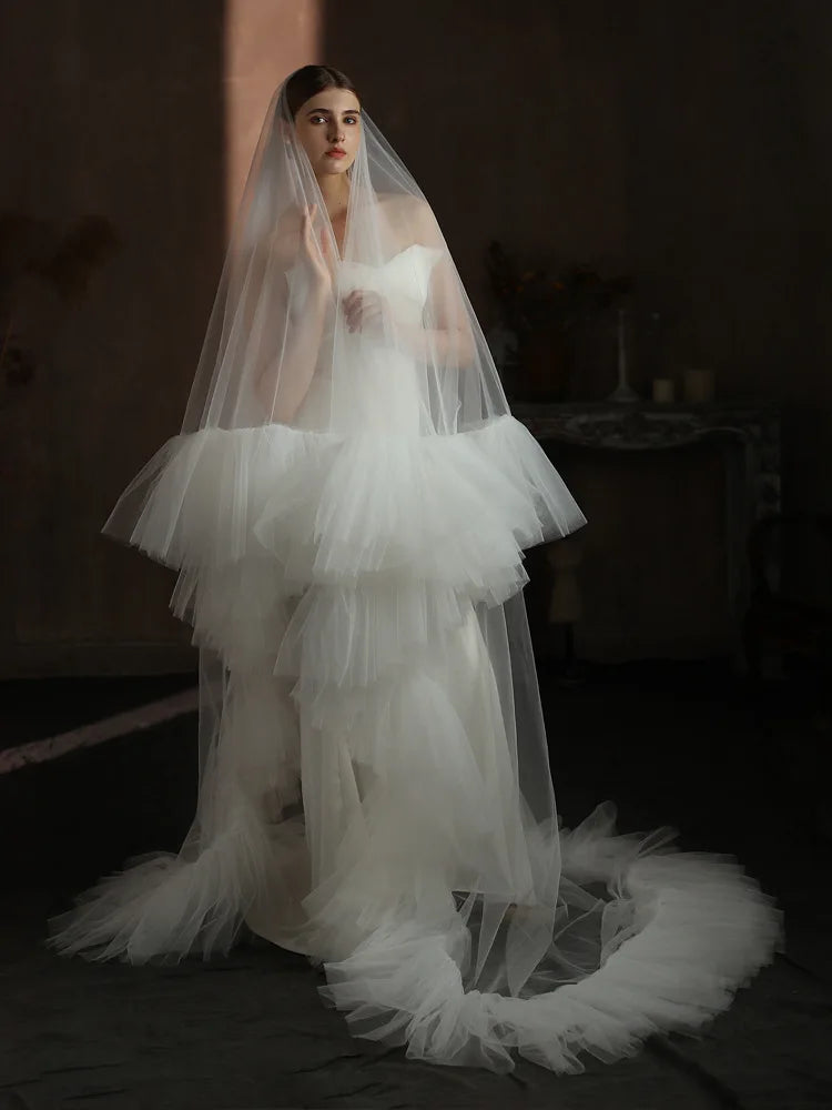 White Bridal Veil Long Lace Wedding Veils For Brides Evening Dinner Party Dress Women Girl Gifts Hair Accessories Jewelry