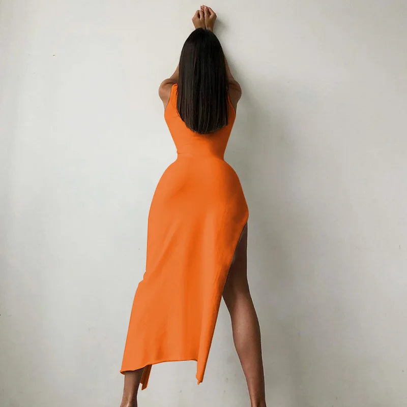 Slit Turtleneck Bodycon Midi Party Dress - View 2 | VelvetHem