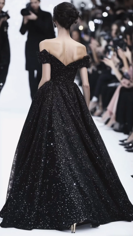 Sparkly Off The Black Sequins Prom Dress Formal Evening Dress Y8344 - View 2 | VelvetHem