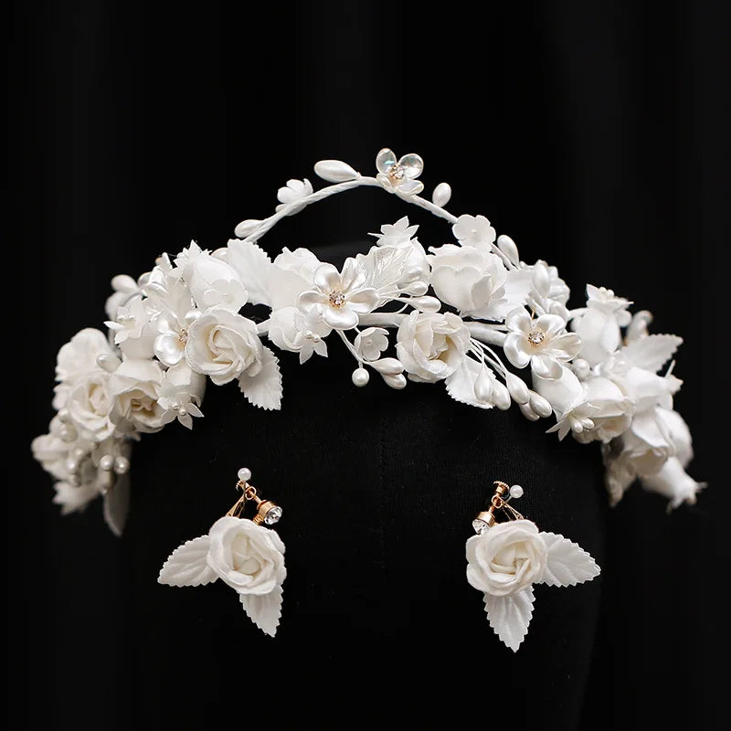 Flower Floral Tiaras and Crowns Pageant Prom Headbands For Brides Women Girl Headpieces Wedding Hair Accessories Bridal Jewelry