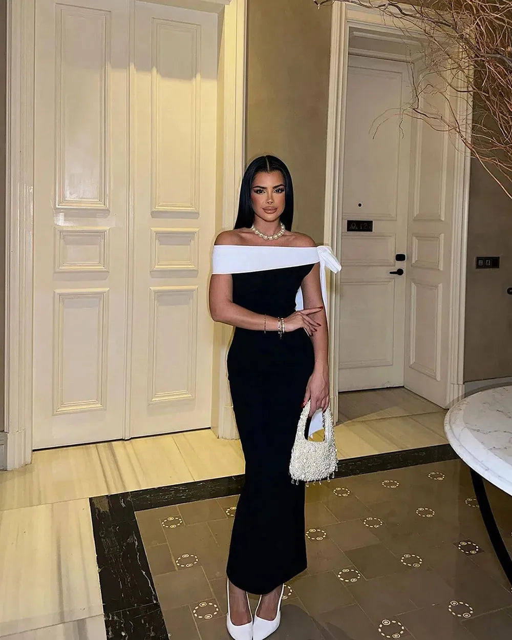 Saudi Evening Dresses Mermaid Prom Dresses Black Simple Gala Dress With Bow Split Formal Occasion Gown