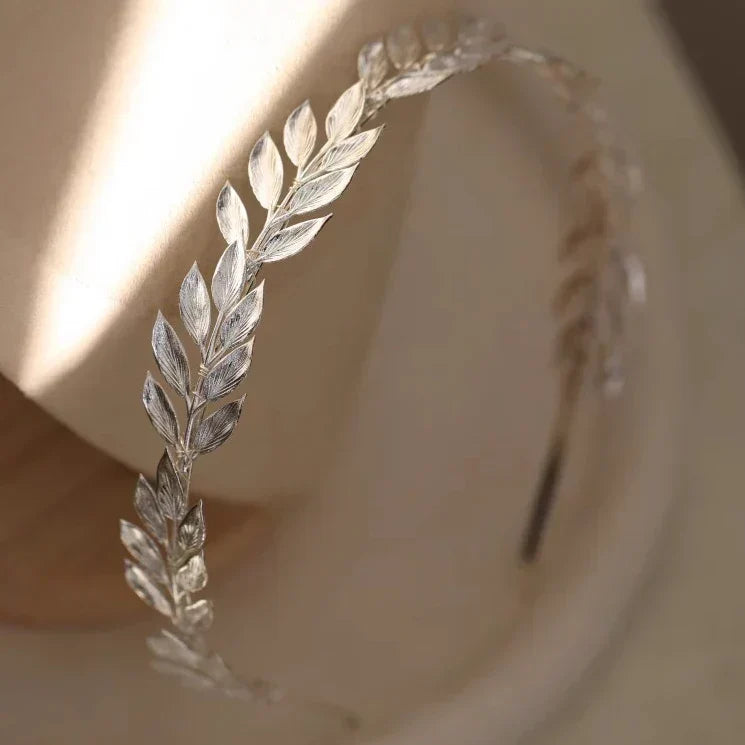 Silver Color Headband Hairband Leaf Headpiece Headdress Brides Birthday Gift Tiara Crown Bridal Jewelry Wedding Hair Accessories - FashionDia