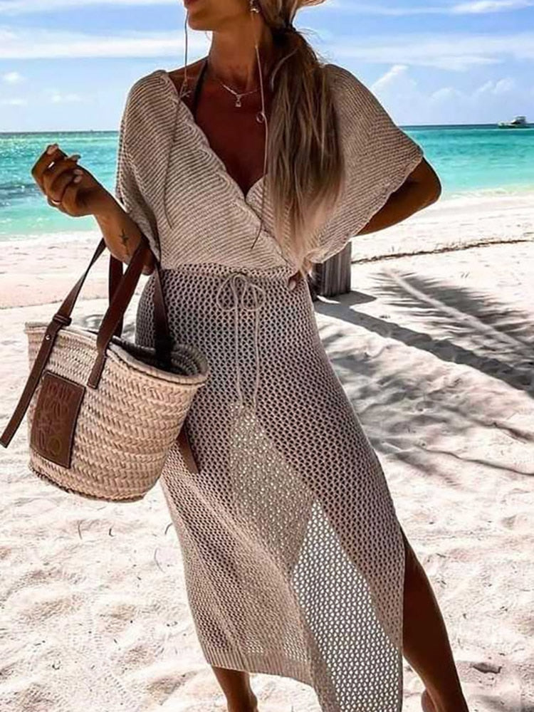Katharina Chic Crochet Cover Up Dress Statement Occasion Edit