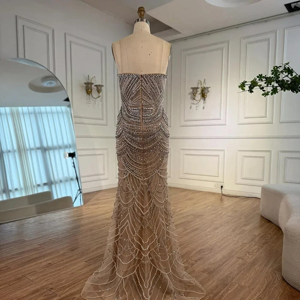 Zapdress Mermaid Beaded Pearls Evening Gala Dresses 2026 High End Strapless Party Gowns Robe De Soiree DLA72900 Customized (ZD17219)