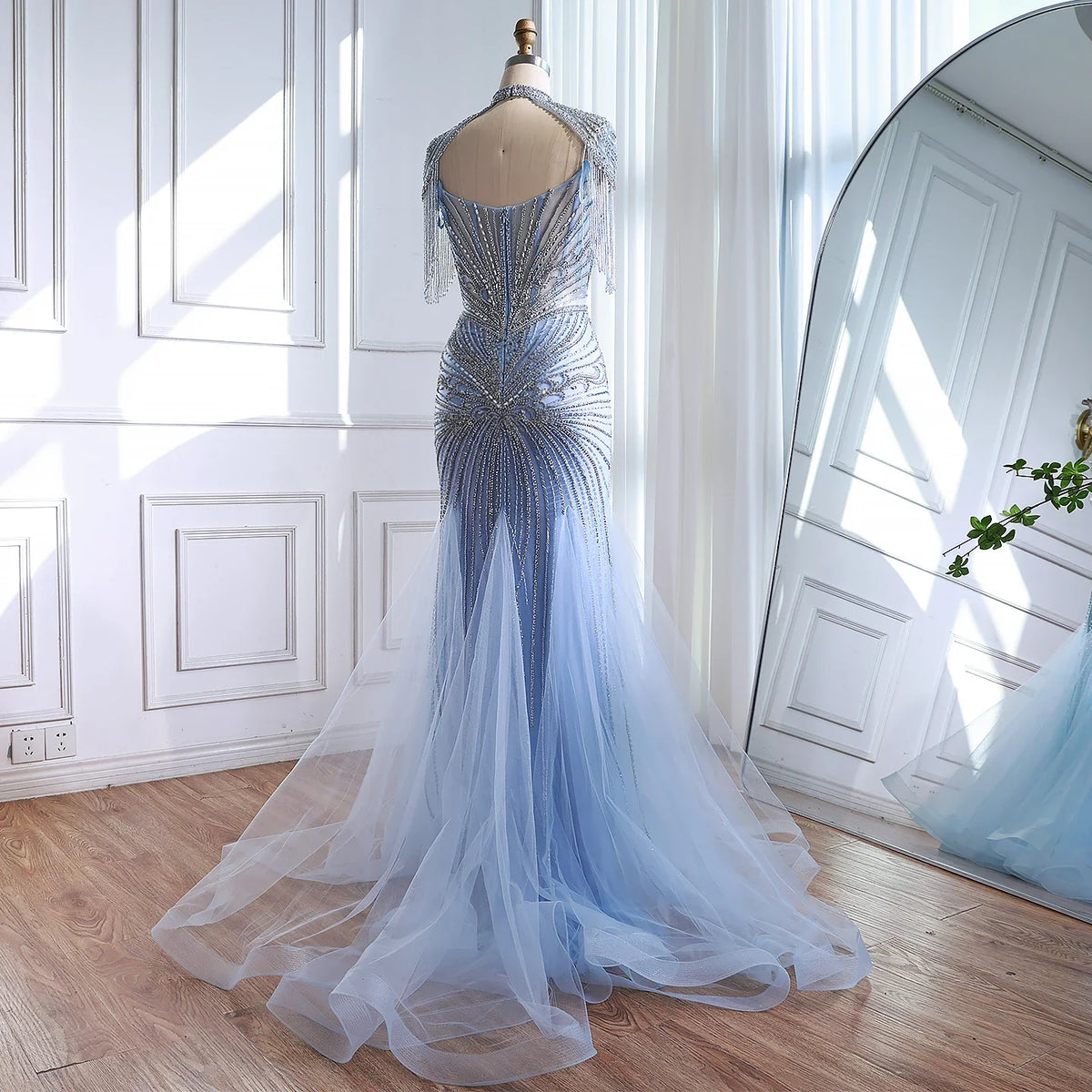 Zapdress Nude Luxury Beaded Evening Dress with Tassel Wedding Party Gowns for Women DLA72897B Customized (ZD17201)