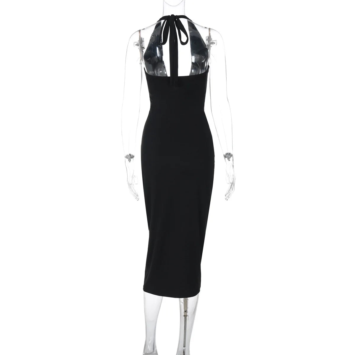Halter Neck V - Neck Backless Dress