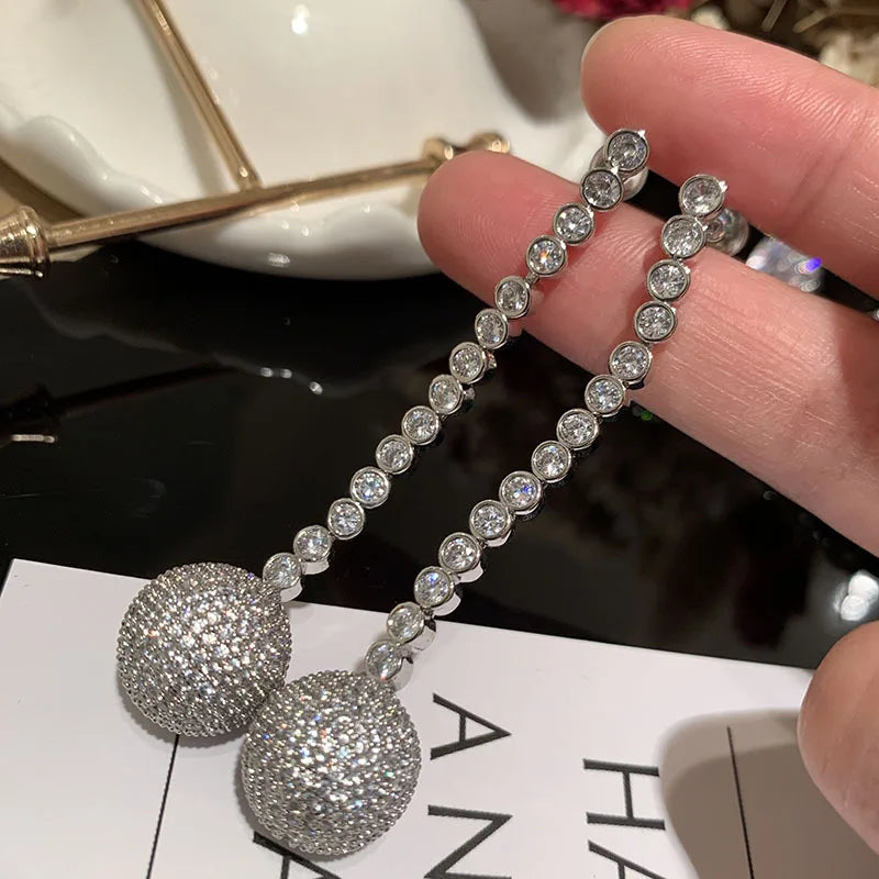 Luxury Zircon Bridal Earrings Cubic Zirconia Wedding Drop Earring For Brides Accessories Women Party Evening Dress Jewelry a Clear