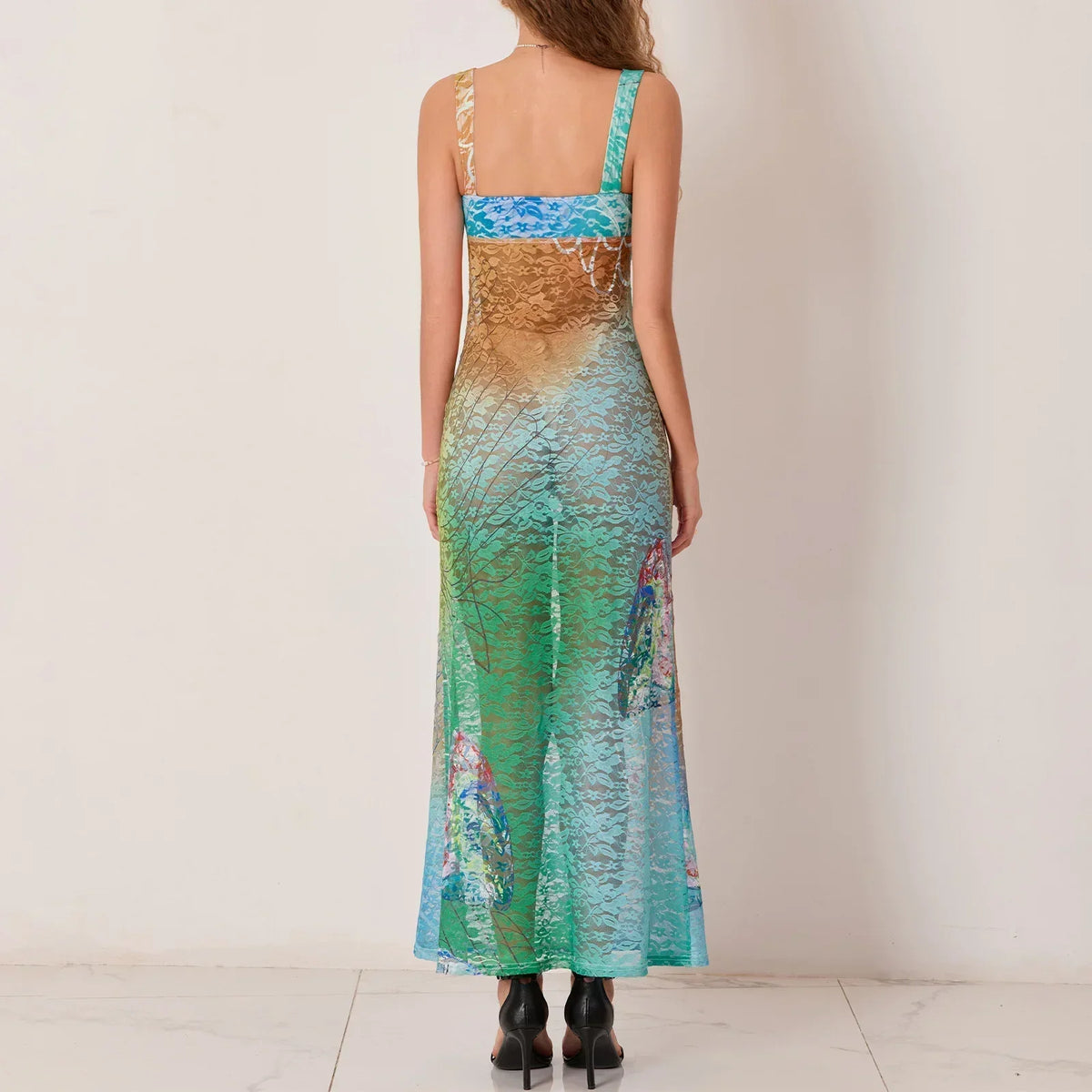 Hollow Pattern Cami Floral Dress - View 2 | VelvetHem