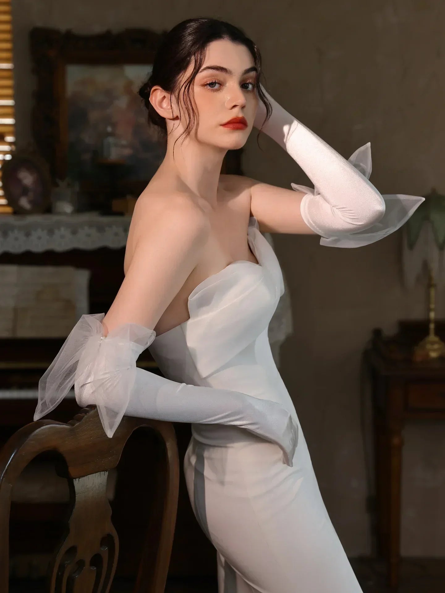 Long Bridal Gloves Bow Wedding Glove Girl Party Evening Dress Jewelry Brides Accessories - View 3 | FashionDia
