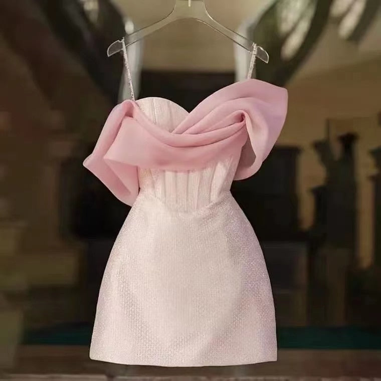 Pink Short Sleeve Bodycon Mini Dress Party Dress Graduation Gifts Lady Short Hoco Dress - View 2 | FashionDia