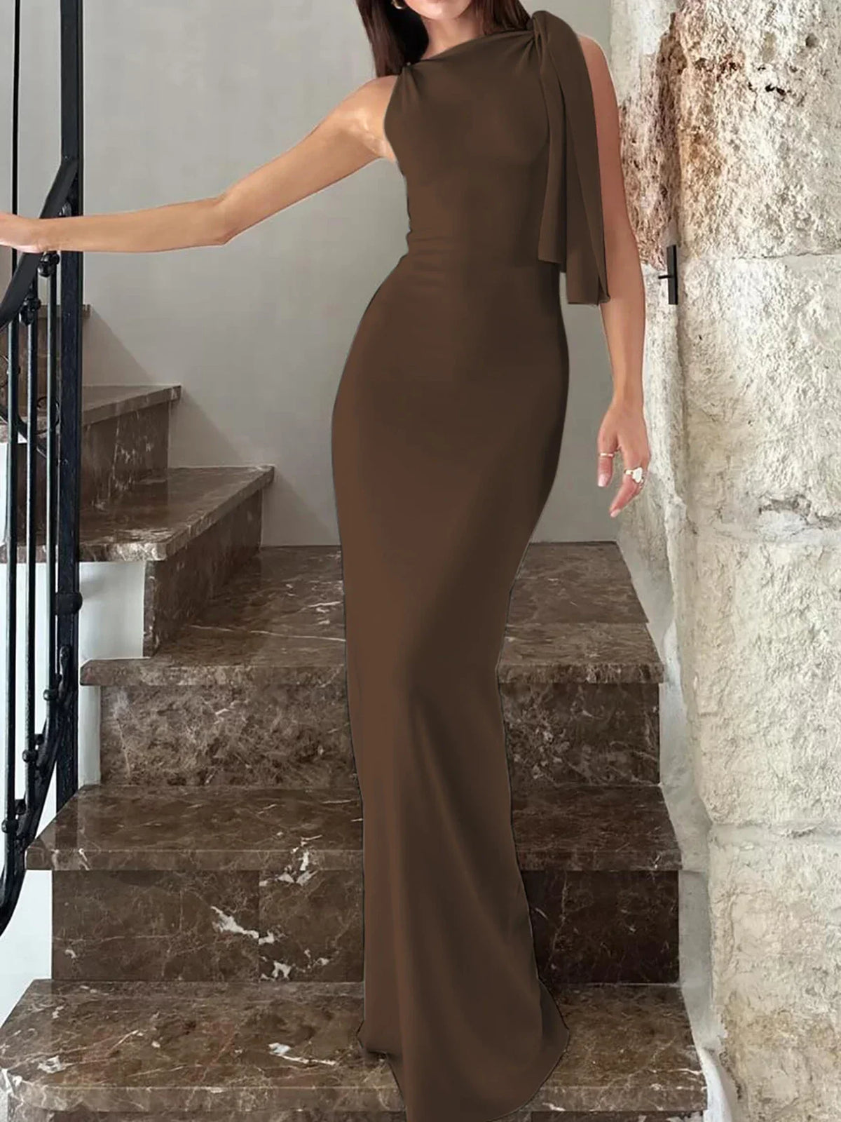 Patchwork O Neck Sleeveless Maxi Dress - View 8 | VelvetHem