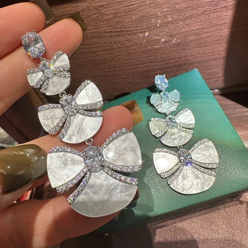 Luxury Long AAA Zircon Bridal Earrings CZ Cubic Zirconia Wedding Earring For Brides Accessories Women Birthday Gift Jewelry - FashionDia