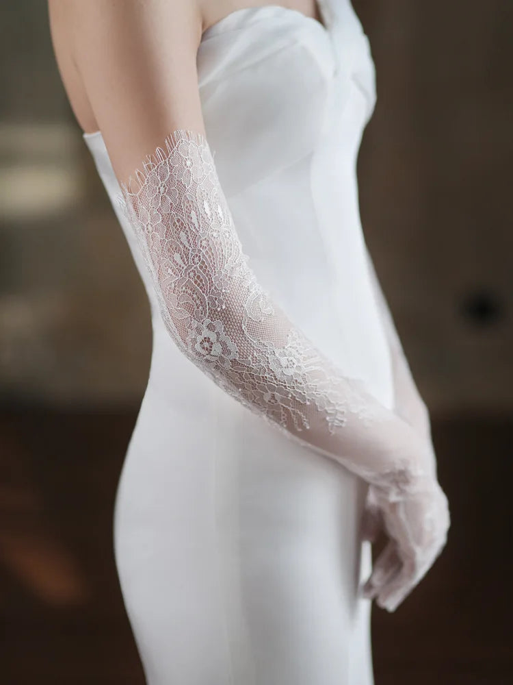 Short Bridal Gloves Vintage Flower Long Wristband Wedding Glove For Women Girl Party Evening Dress Jewelry Bride Accessories