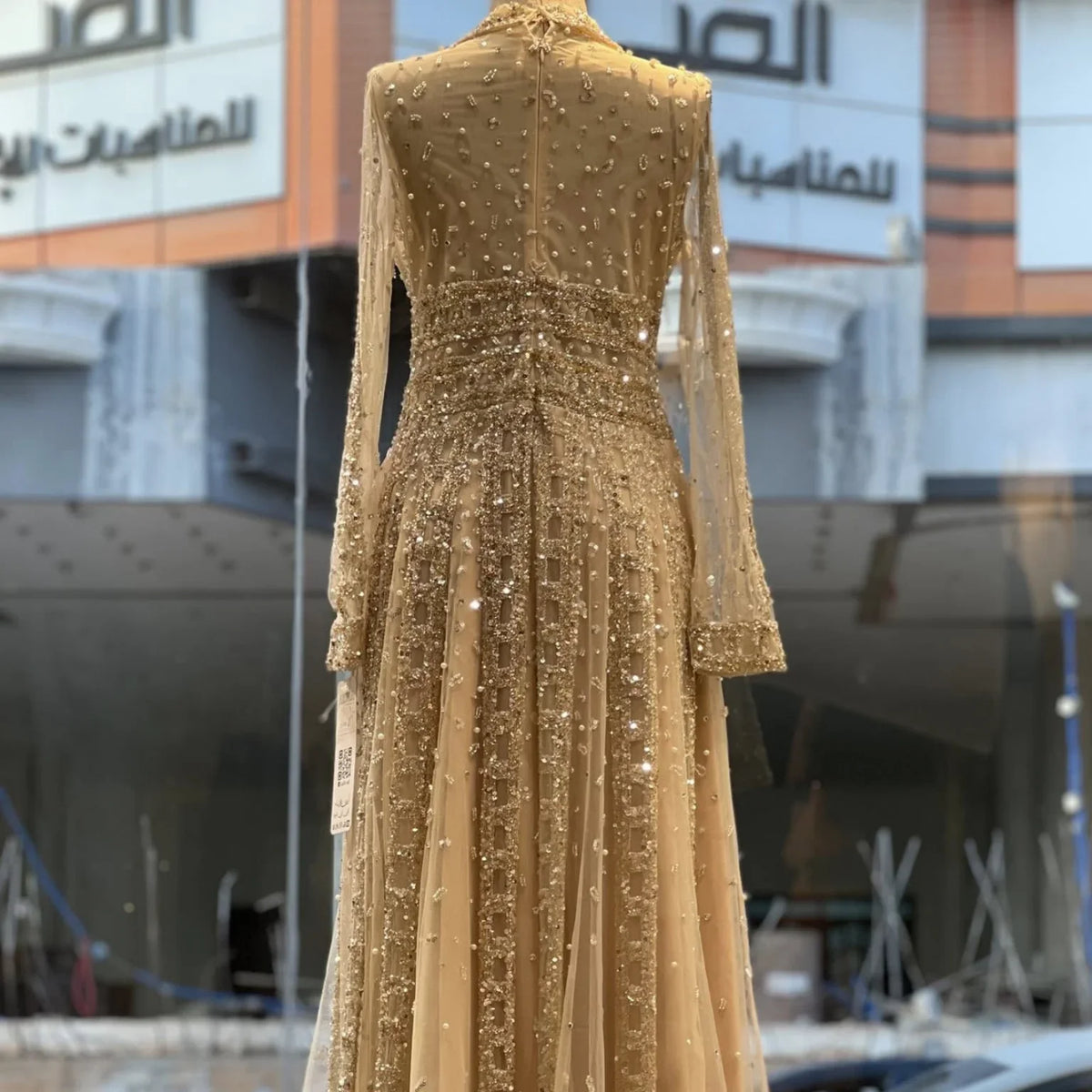 Zapdress Customized 2026 Lapel Collar Long Sleeve Evening Dress Luxury Beaded A-Line Modest Party Gowns (ZD17210)