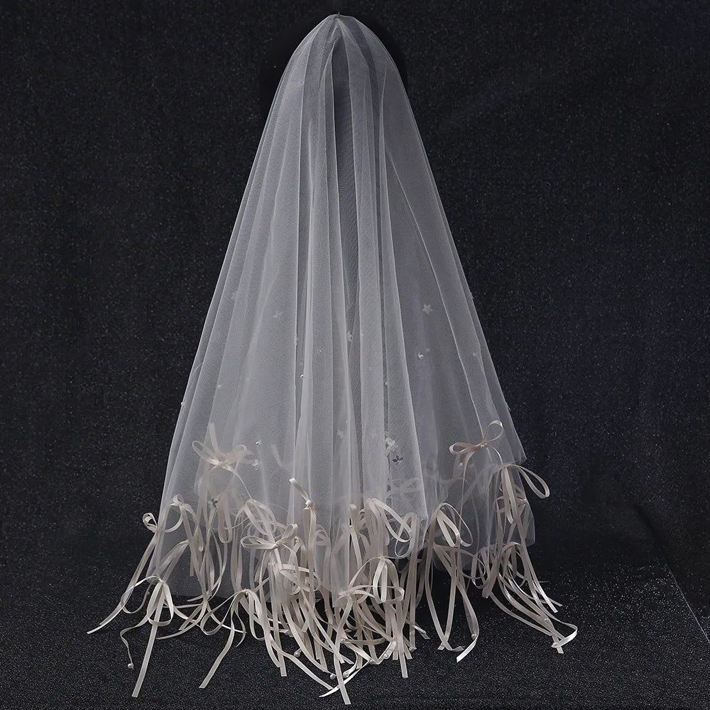 Short Bridal Veil Bowknot Flower Wedding Veils For Evening Dinner Party Dress Women Gift Hair Accessories Brides Jewelry - View 2 | FashionDia