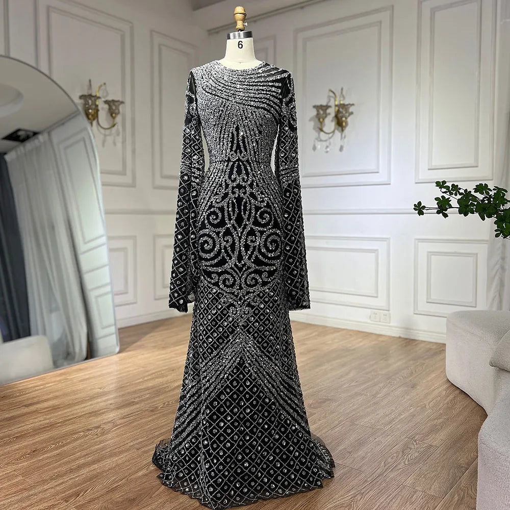 Zapdress 2025 Flared Sleeves Caramel Beaded Dubai Mermaid Evening Dresses Gowns for Party DLA72771 Customized (ZD17272)