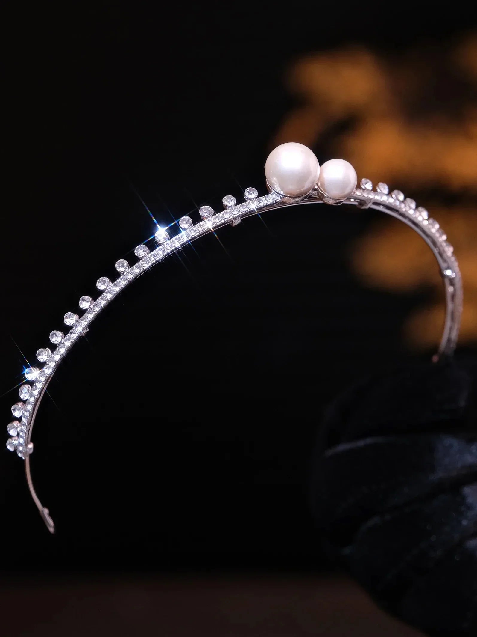 Rhinestones Crystal Tiaras and Crowns Pearl Headband For Brides Women Girl Headpiece Wedding Accessories Bridal Hair Jewelry