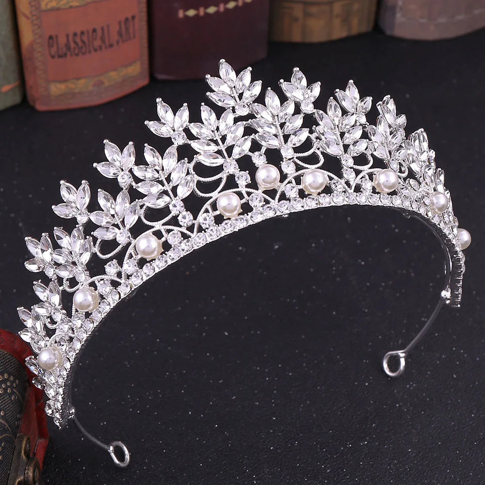 Baroque Crowns And Tiaras For Wedding Bride Hair Accessories Pearl Crystal Princess Queen Bridal Tiara Crown Headdress - View 5 | FashionDia