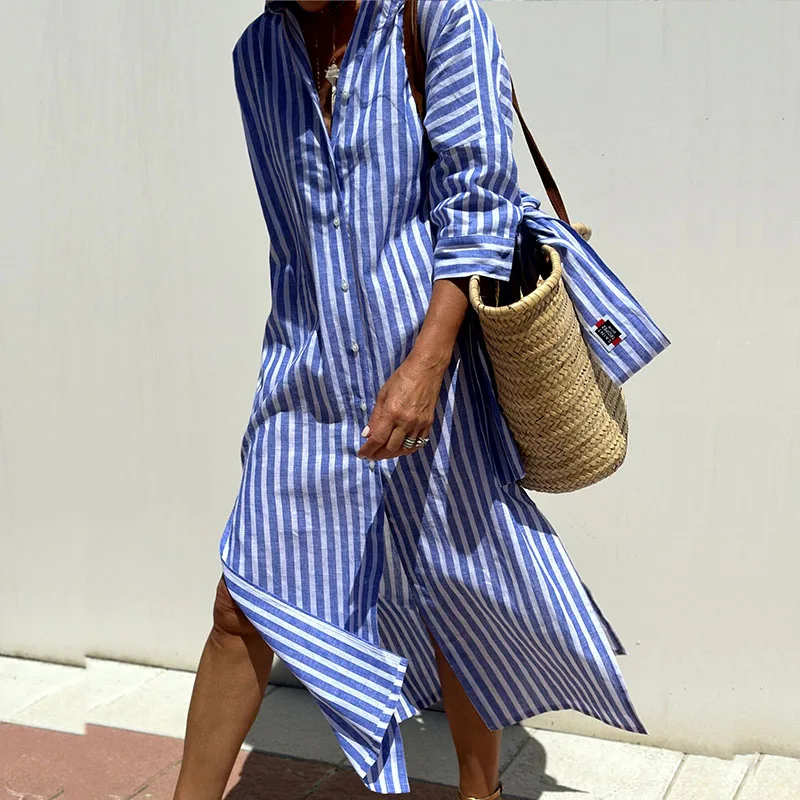 Bárbara Statement Striped Blouse Dress Evening Wear Edit