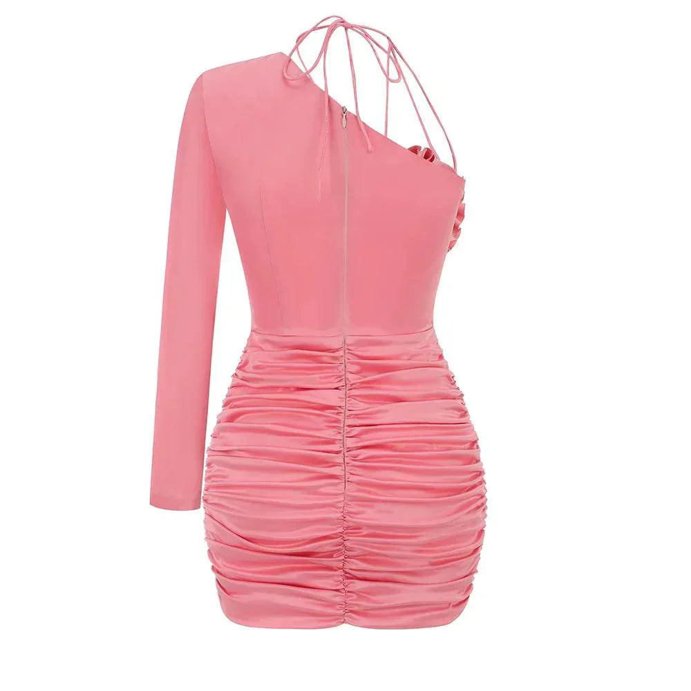 Dine And Dash One Shoulder Satin Mini Dress