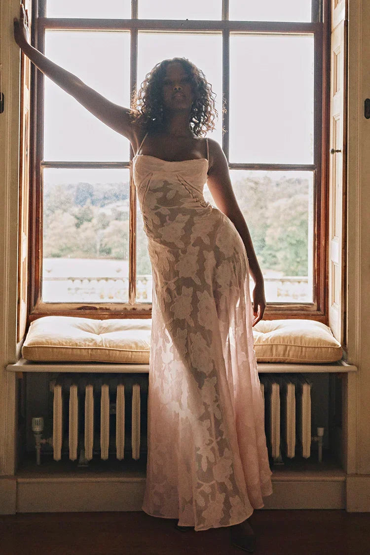 Long Sleeve Formal Deep V - Neck Evening Prom Gown