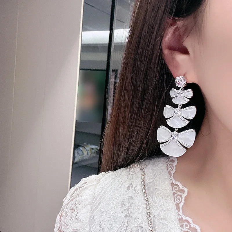 Luxury Long AAA Zircon Bridal Earrings CZ Cubic Zirconia Wedding Earring For Brides Accessories Women Birthday Gift Jewelry - View 5 | FashionDia