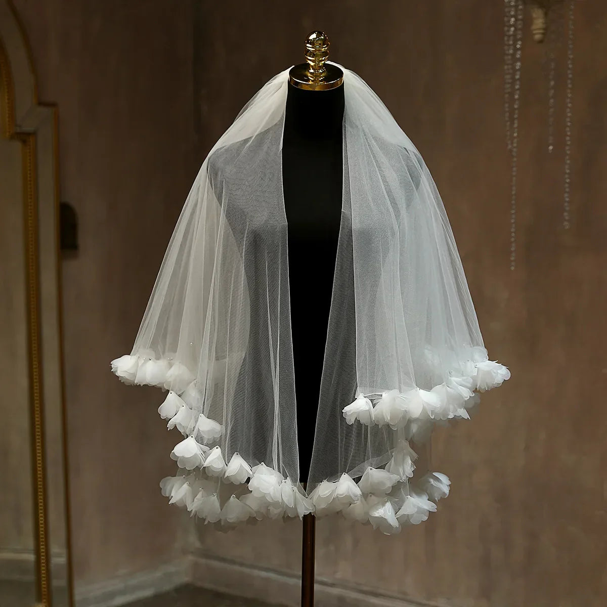 Flower Floral Bridal Veil Lace Wedding Veils For Evening Dinner Party Dress Women Girl Gift Hair Accessories Brides Jewelry