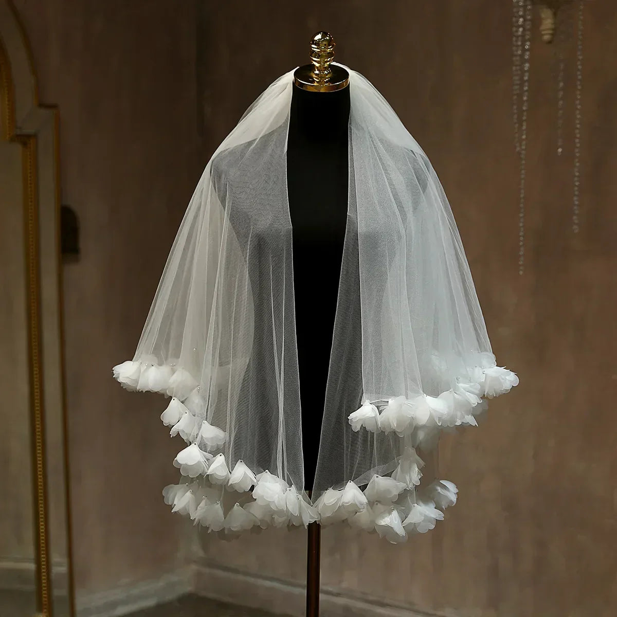 Flower Floral Bridal Veil Lace Wedding Veils For Evening Dinner Party Dress Women Girl Gift Hair Accessories Brides Jewelry