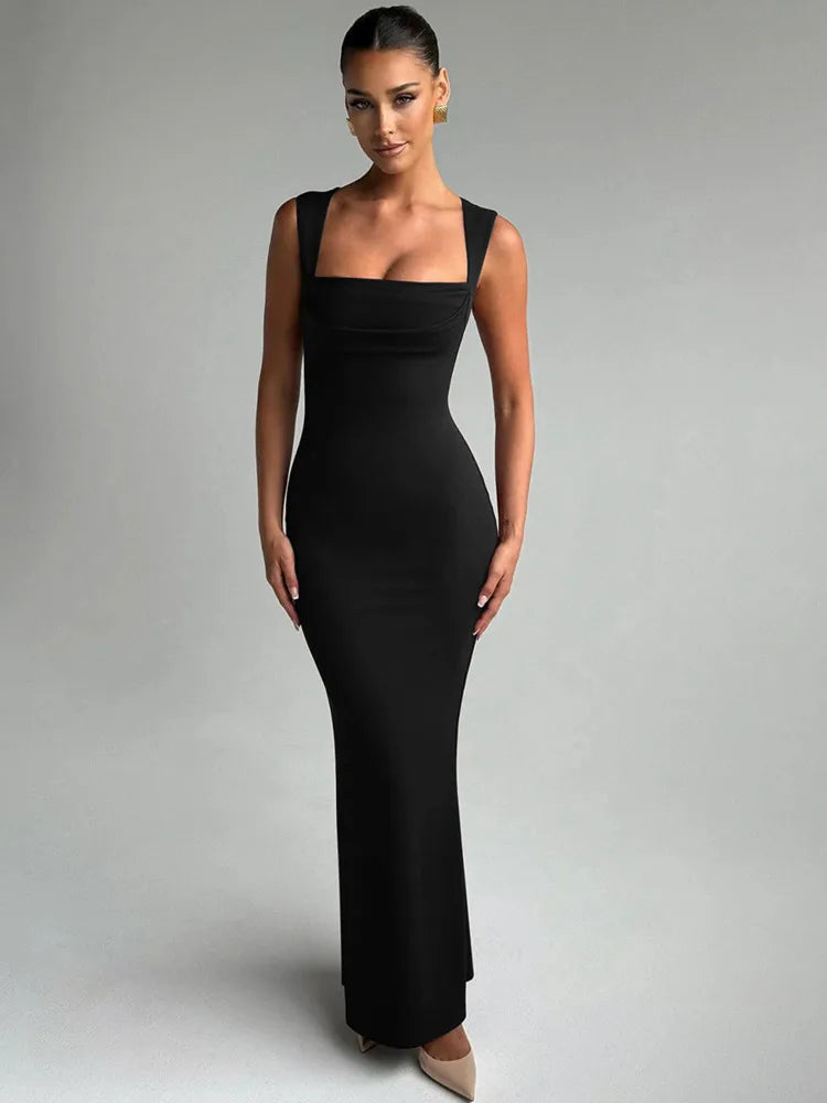 Square Neck High Waist Maxi Dress - View 3 | VelvetHem