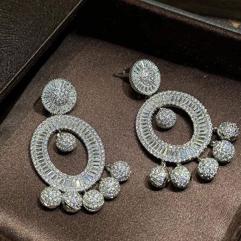Big Large AAA Zircon Bridal Earrings CZ Cubic Zirconia Wedding Earring For Brides Accessories Women Birthday Gift Jewelry - View 3 | FashionDia