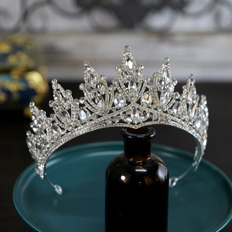 Baroque Princess Queen Crowns For Wedding Crystal Bridal Tiara Crown For Pageant Women Diadem Party Prom Hair Jewerly Headpiece as pic