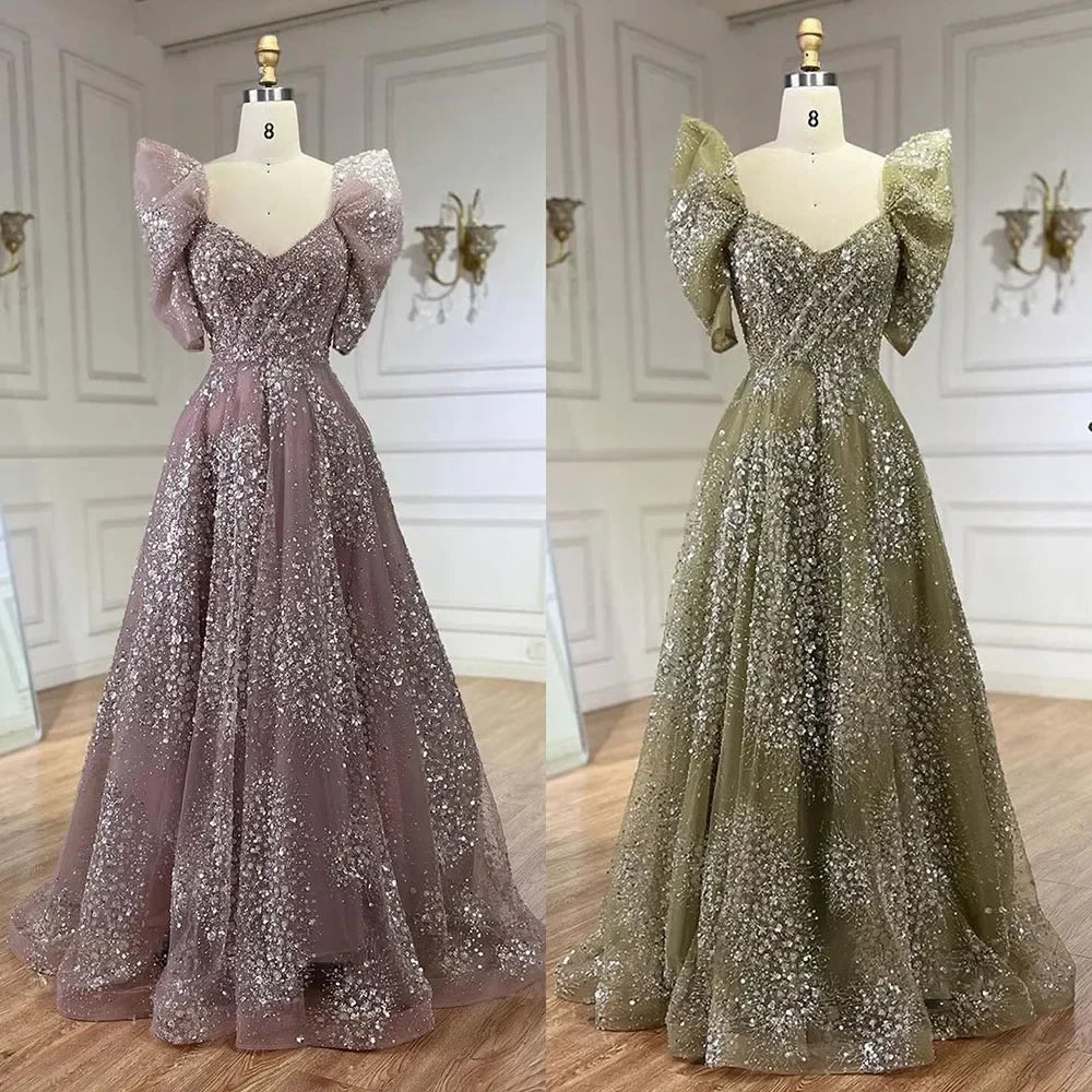 Zapdress Customized 2024 Pink A Line Beaded Evening Dresses Dubai Arabic Elegant Party Gown for Women Wedding Event (ZD17253)