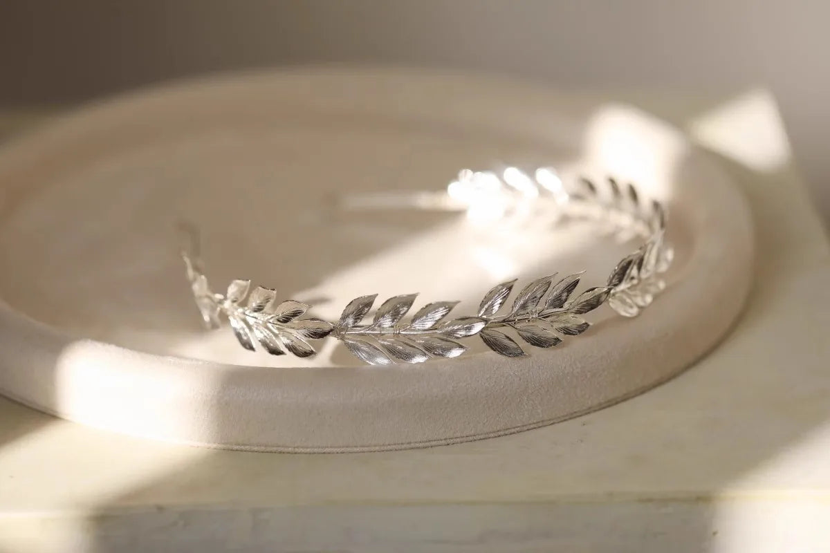 Silver Color Headband Hairband Leaf Headpiece Headdress Brides Birthday Gift Tiara Crown Bridal Jewelry Wedding Hair Accessories - View 3 | FashionDia
