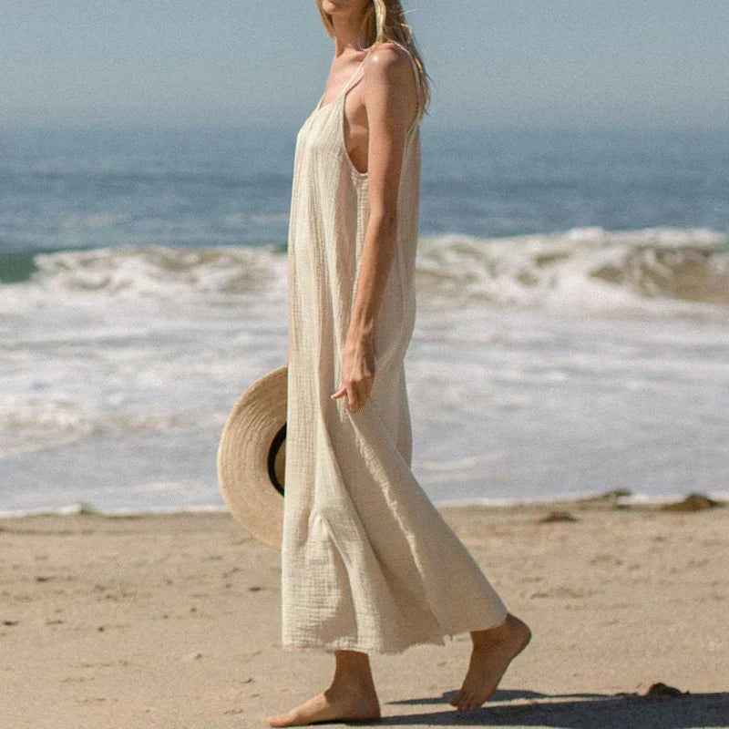 Spaghetti Strap Casual Cotton Midi Dress - VelvetHem