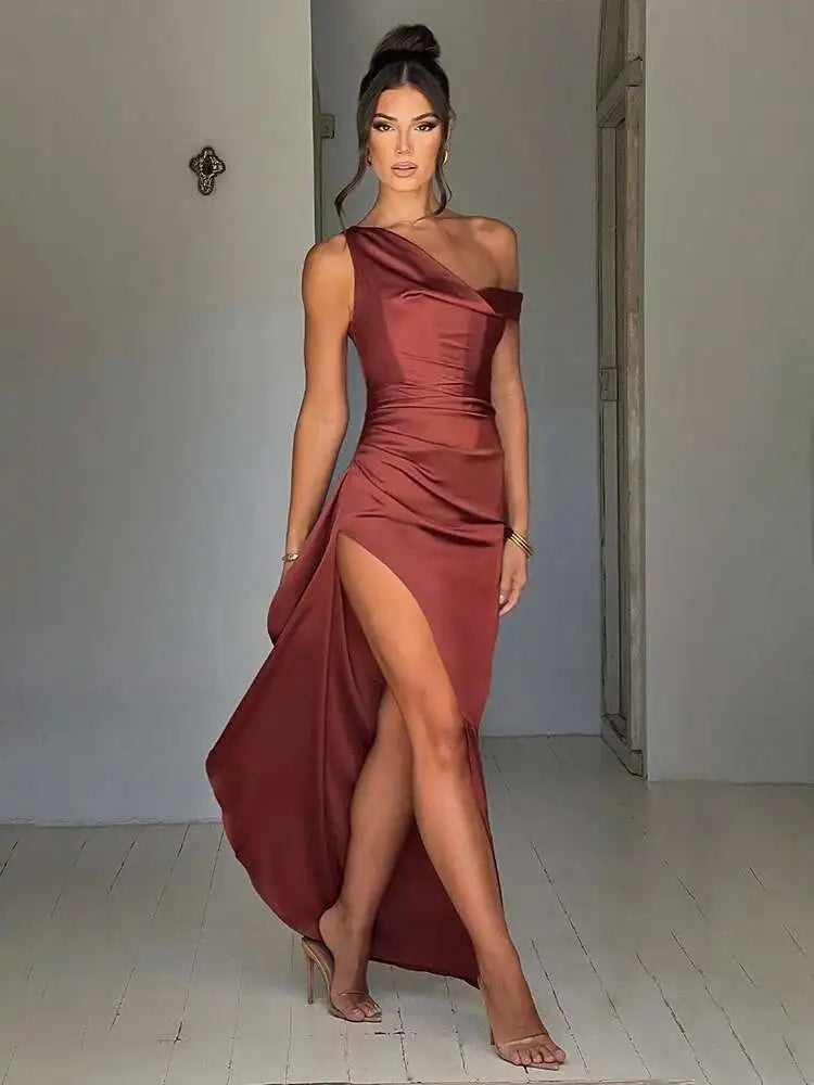 Ruffled Asymmetrical Split Maxi Summer Dress - View 3 | VelvetHem