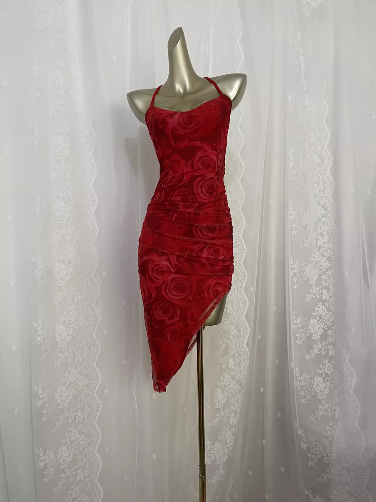 Vintage Sheath Straps Floral Red Travel Vacation Beach Dress Short Birthday Dress - FashionDia