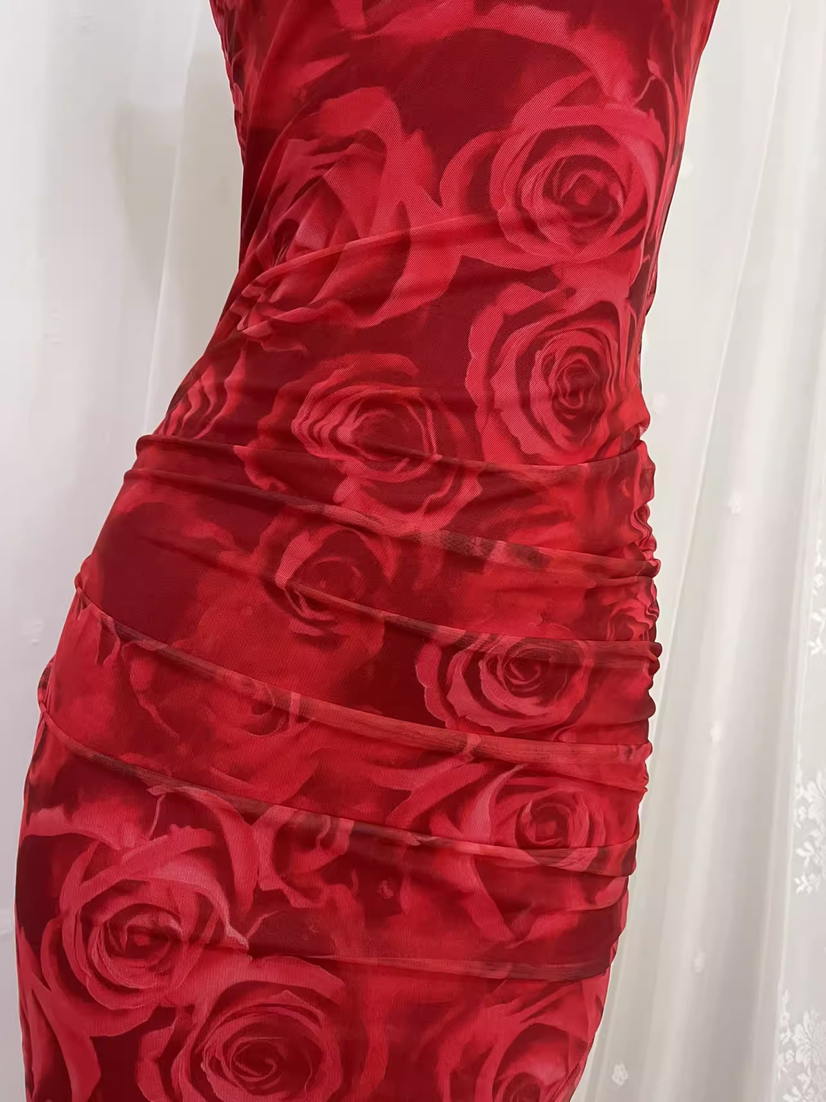 Vintage Sheath Straps Floral Red Travel Vacation Beach Dress Short Birthday Dress - View 3 | FashionDia