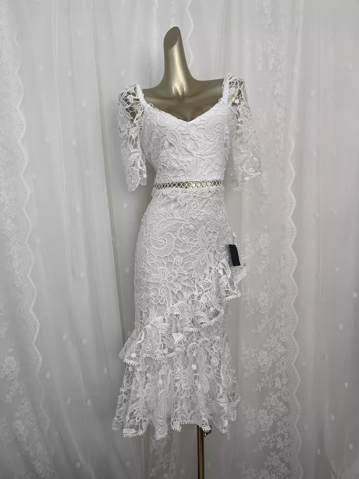 Sexy Mermaid Lace White Travel Vacation Beach Dress Birthday Dress - FashionDia