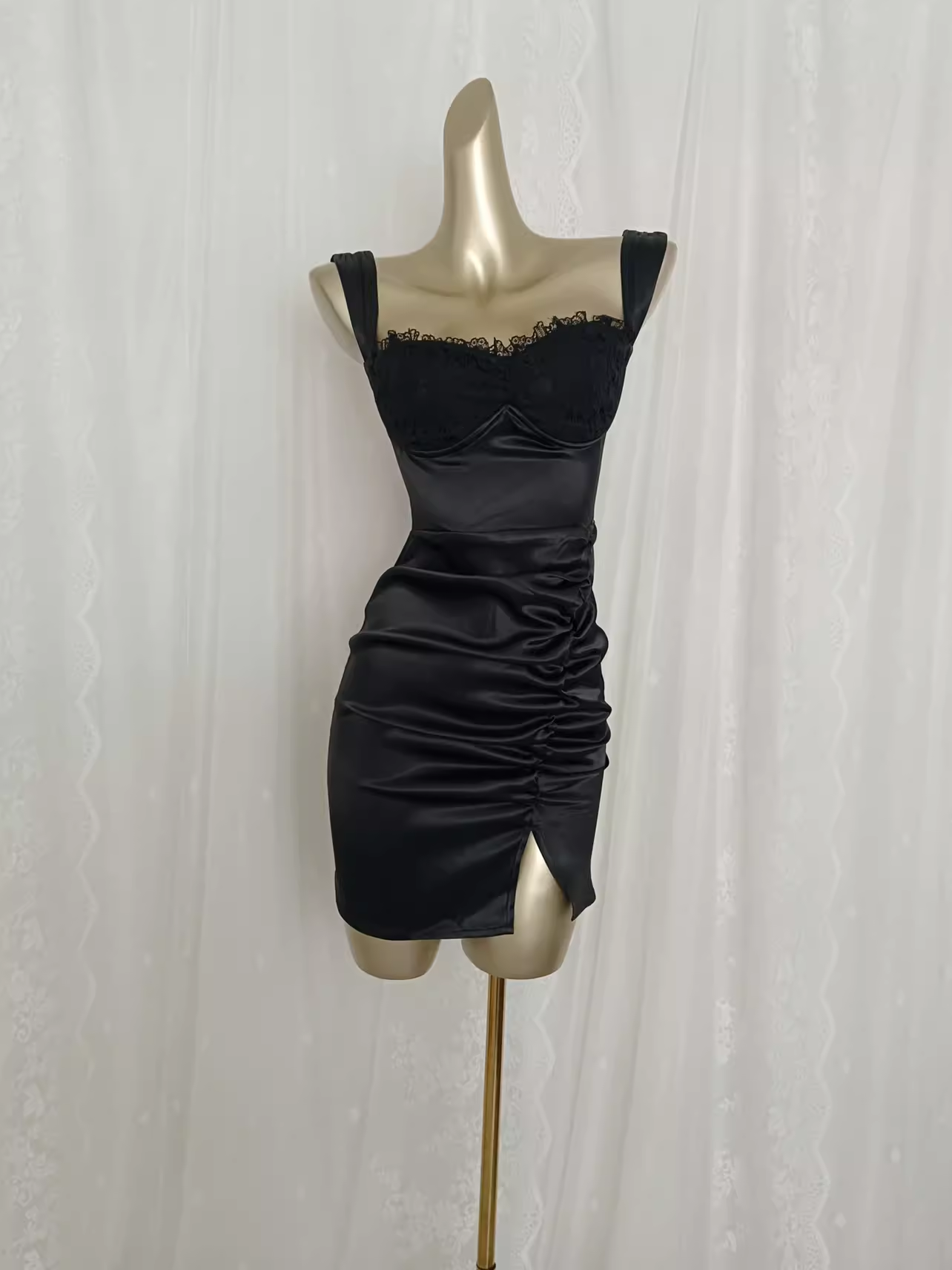 Vintage Sheath Straps Floral Black Slit Travel Vacation Dress Short Birthday Dress - FashionDia