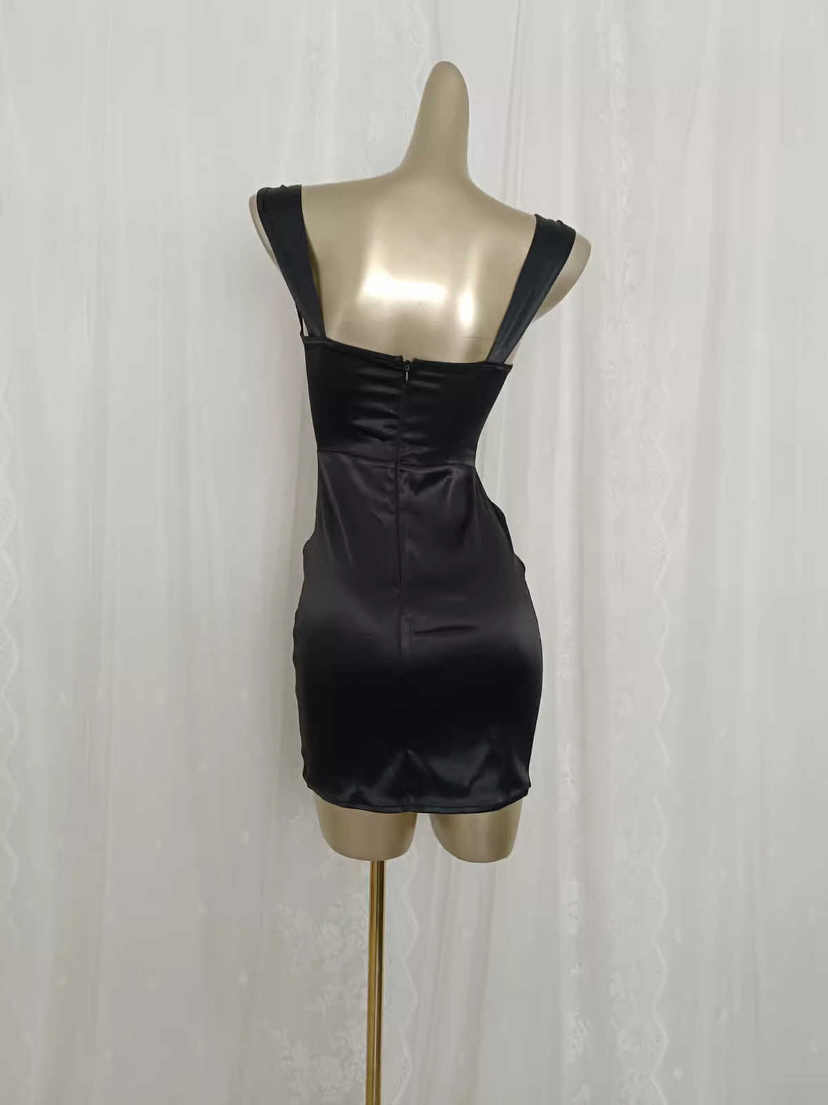 Vintage Sheath Straps Floral Black Slit Travel Vacation Dress Short Birthday Dress - View 2 | FashionDia