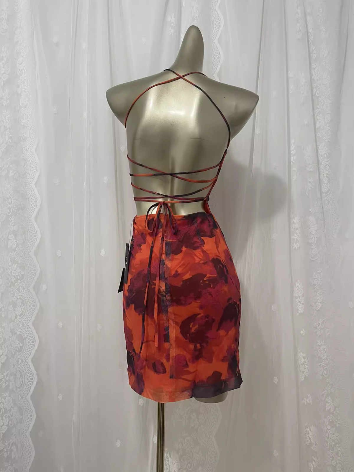 Vintage Sheath Straps Floral Travel Backless Vacation Dress Short Birthday Dress - View 2 | FashionDia