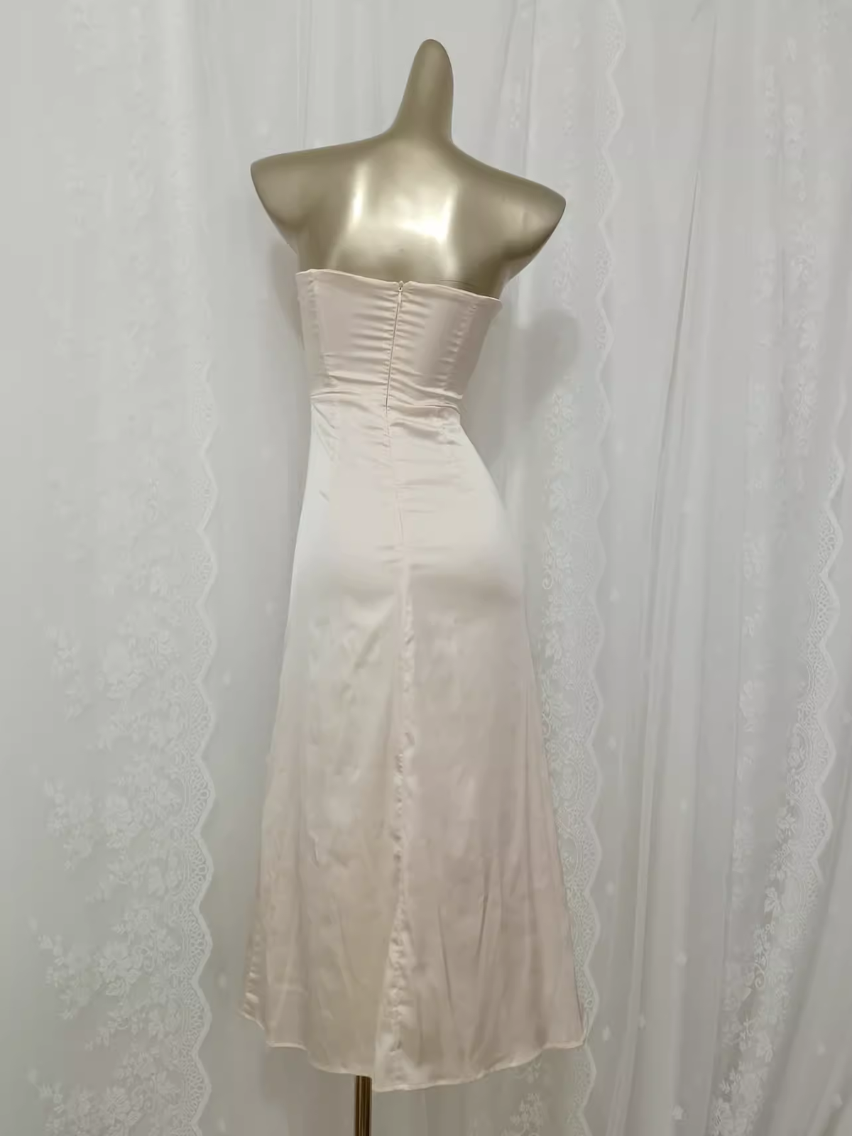 Cute Sheath Sweetheart Satin Vacation Dress Birthday Dresses - View 2 | FashionDia