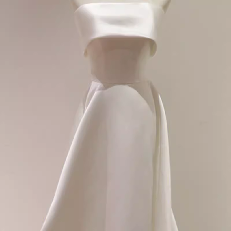 Simple A-Line Strapless Satin Ivory Wedding Dresses - View 3 | FashionDia