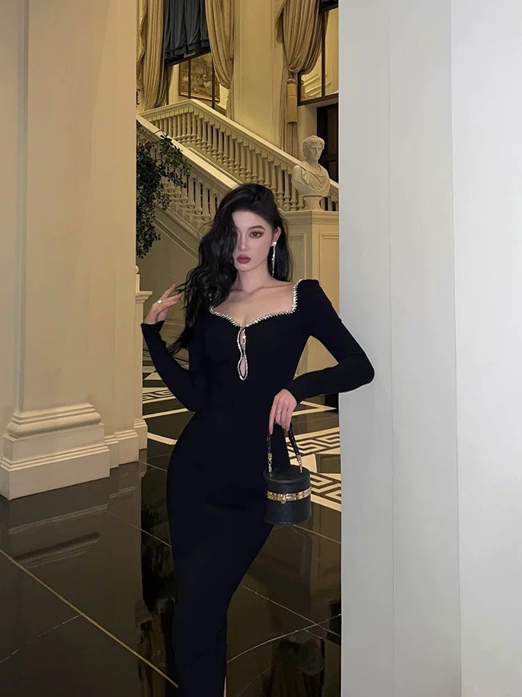 Classy Sheath Black Prom Dresses Birthday Outfits Evening Gown