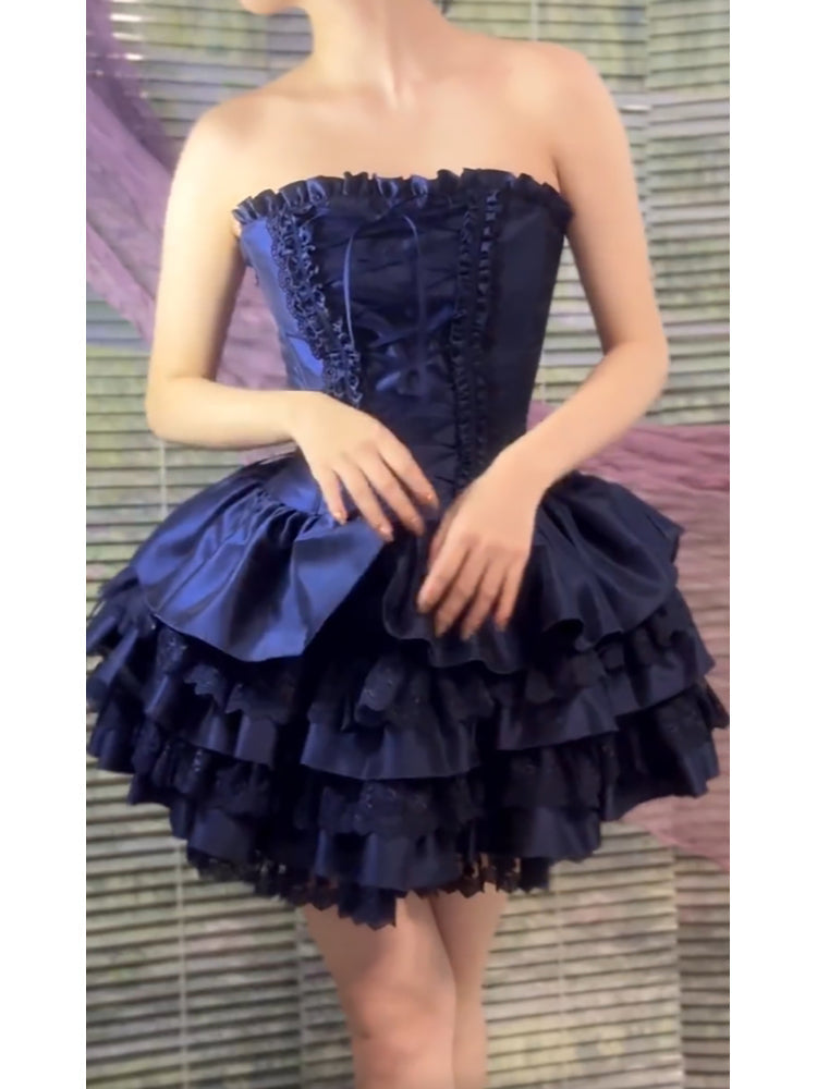 Chic Ball Gown Strapless Blue Homecoming Dresses Lolita Dress Birthday Dress Birthday Outfits - View 3 | FashionDia