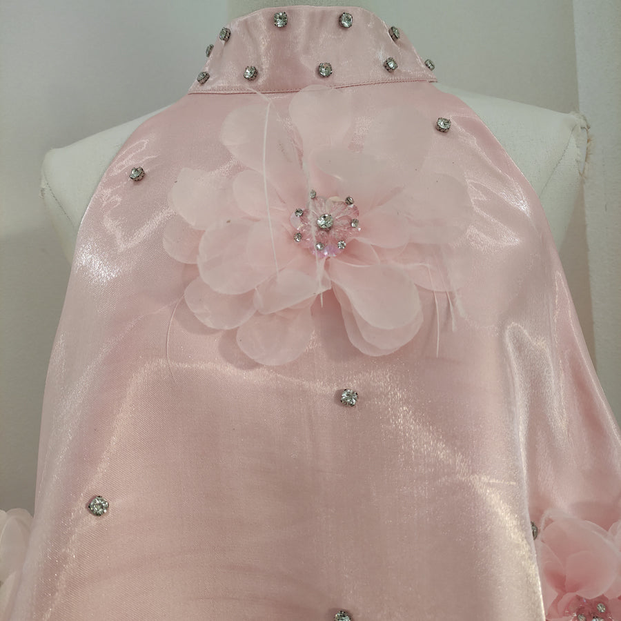 Cute A-Line Halter Pink Travel Vacation Dresses Short Satin Birthday Dress - View 5 | FashionDia