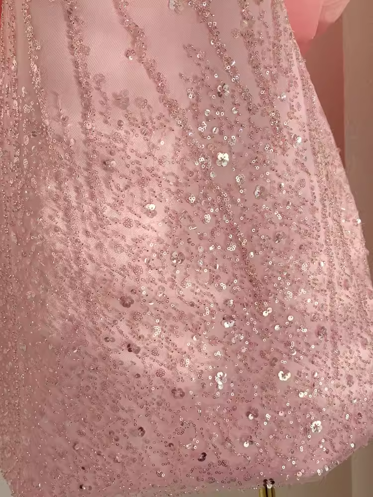 Sexy A-Line Scoop Pink Sequin Travel Vacation Dress Short Birthday Dress - View 4 | FashionDia