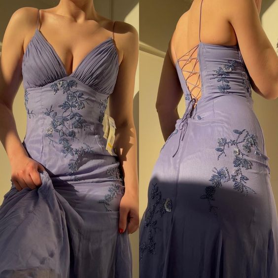 Pretty Mermaid Spaghetti Straps Lilac Long Prom Dresses Party Dress - FashionDia