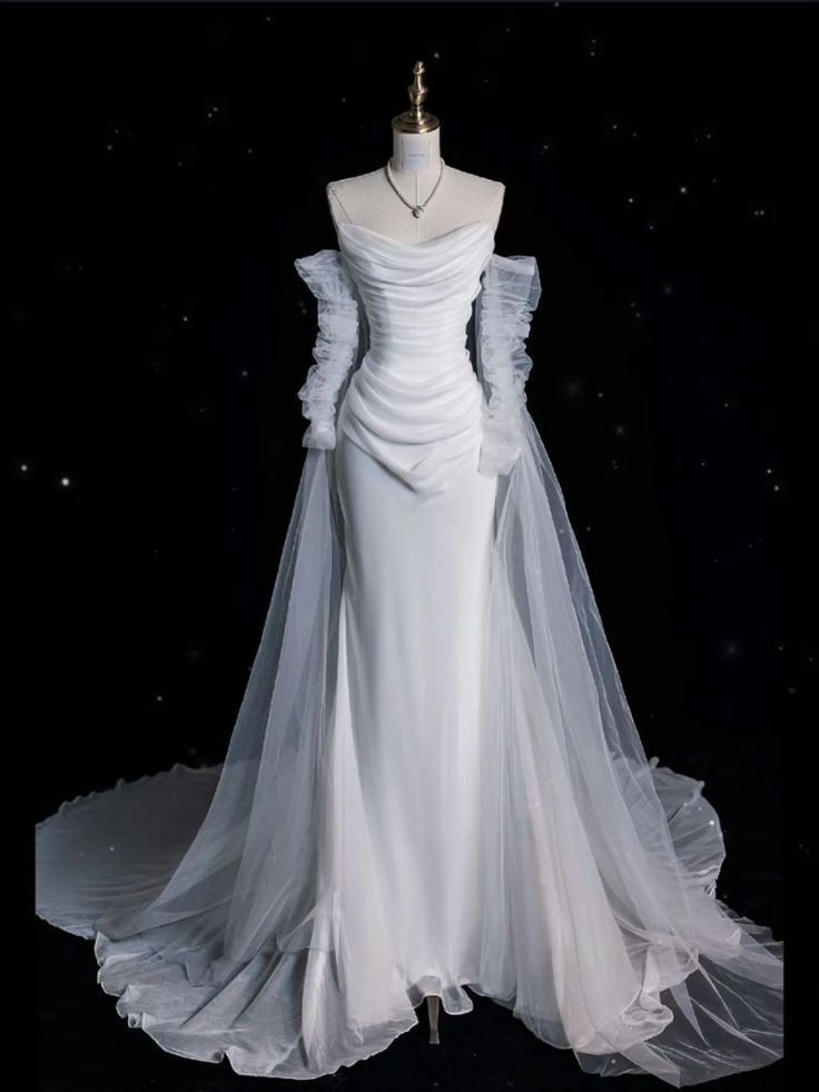 Elegant Mermaid Off The Shoulder White Wedding Dresses With Train Bridal Gowns