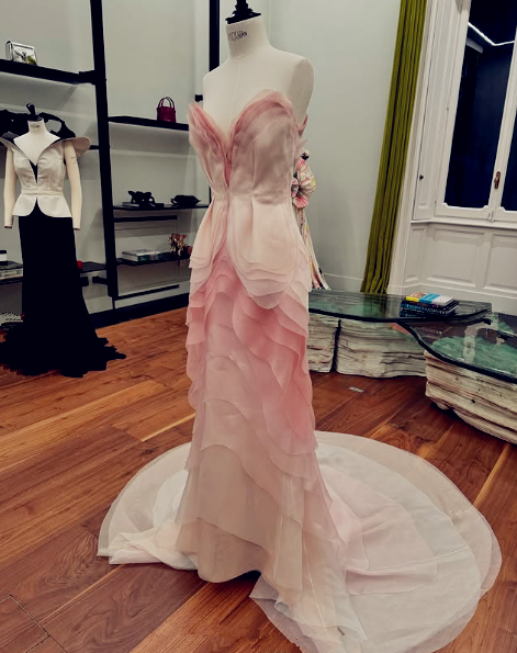Pretty Sheath Sweetheart Floral Ombre Pink Tulle Sleeveless Evening Prom Dresses - View 3 | FashionDia